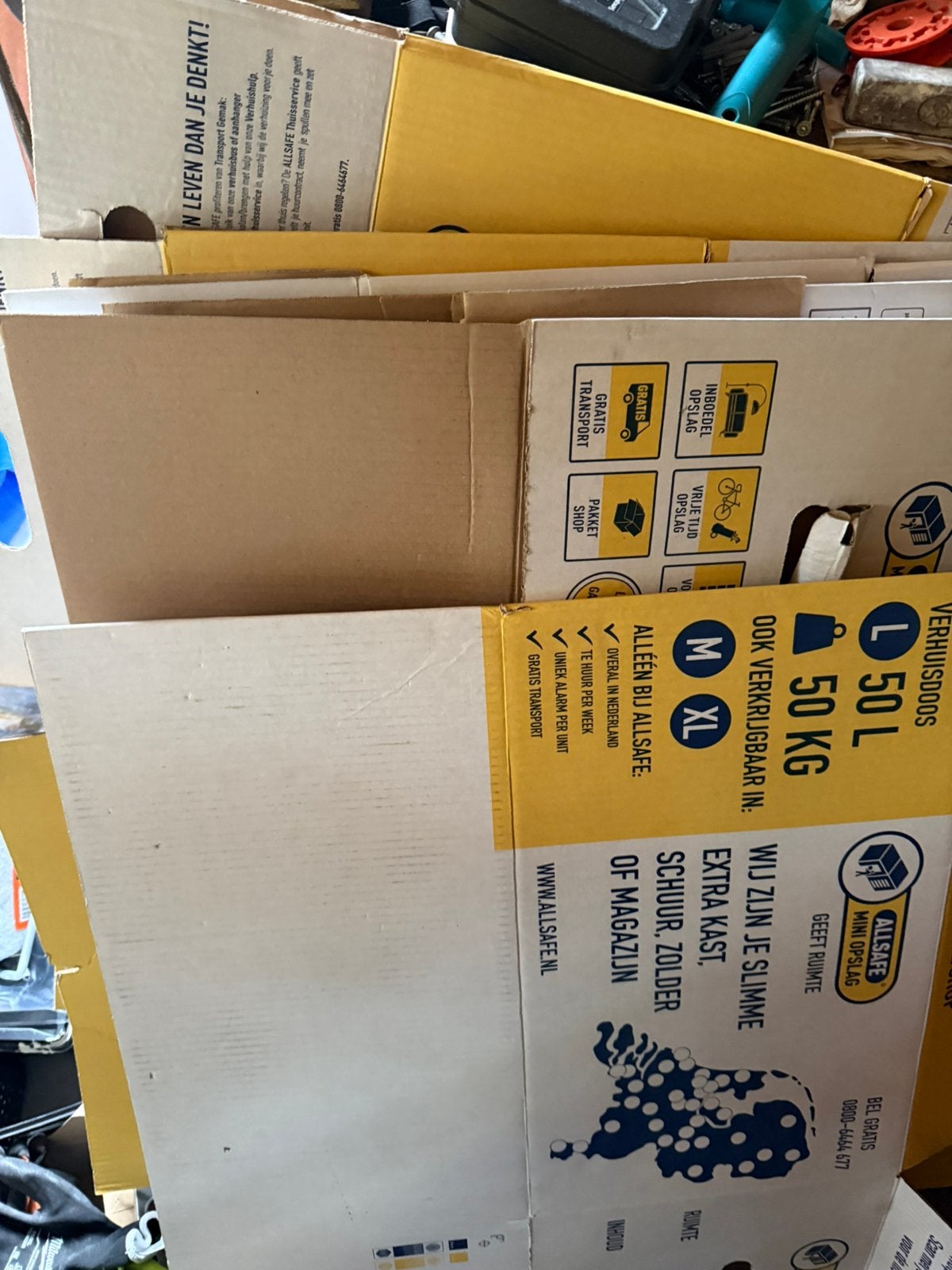 6 verhuisdozen: deze ochtend 18/7 op te halen, Ophalen, Doos, 40 tot 60 cm, 50 tot 75 cm