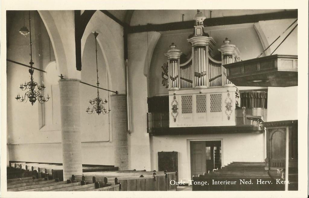 Oude Tonge Ned Herv Kerk interieur orgel, Ophalen of Verzenden, 1940 tot 1960, Zuid-Holland