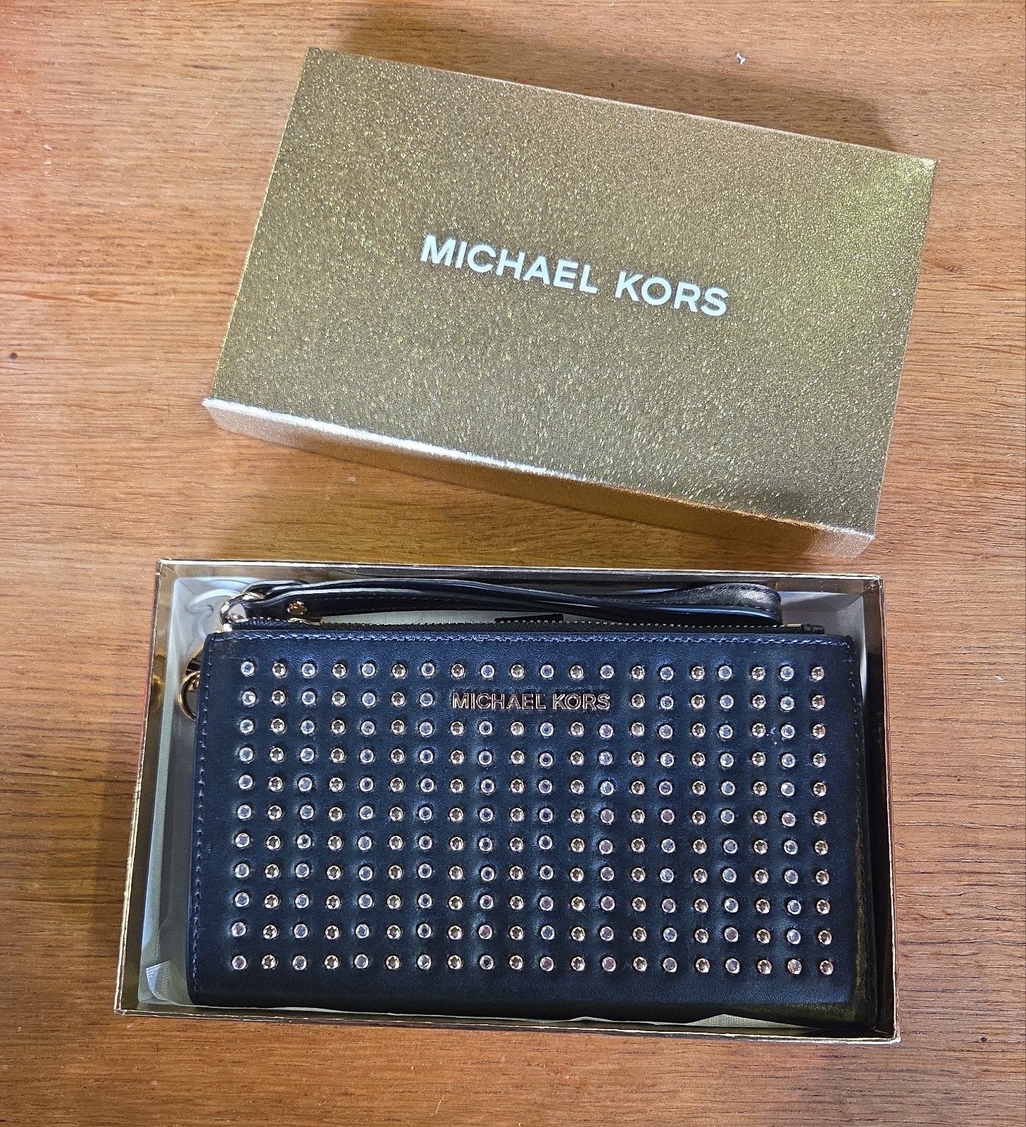 Michael Kors portemonnee in zwart leer