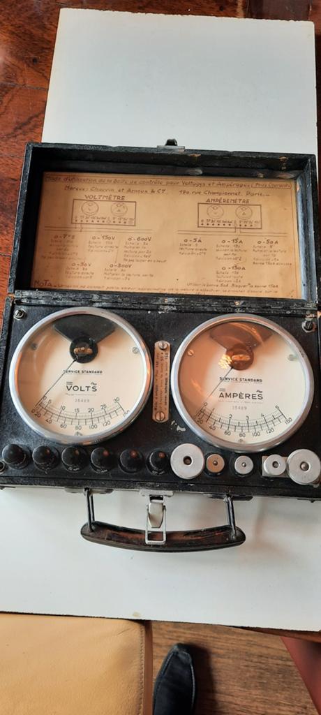 Antieke franse voltmeter en amperemeter., Antiek en Kunst, Ophalen of Verzenden