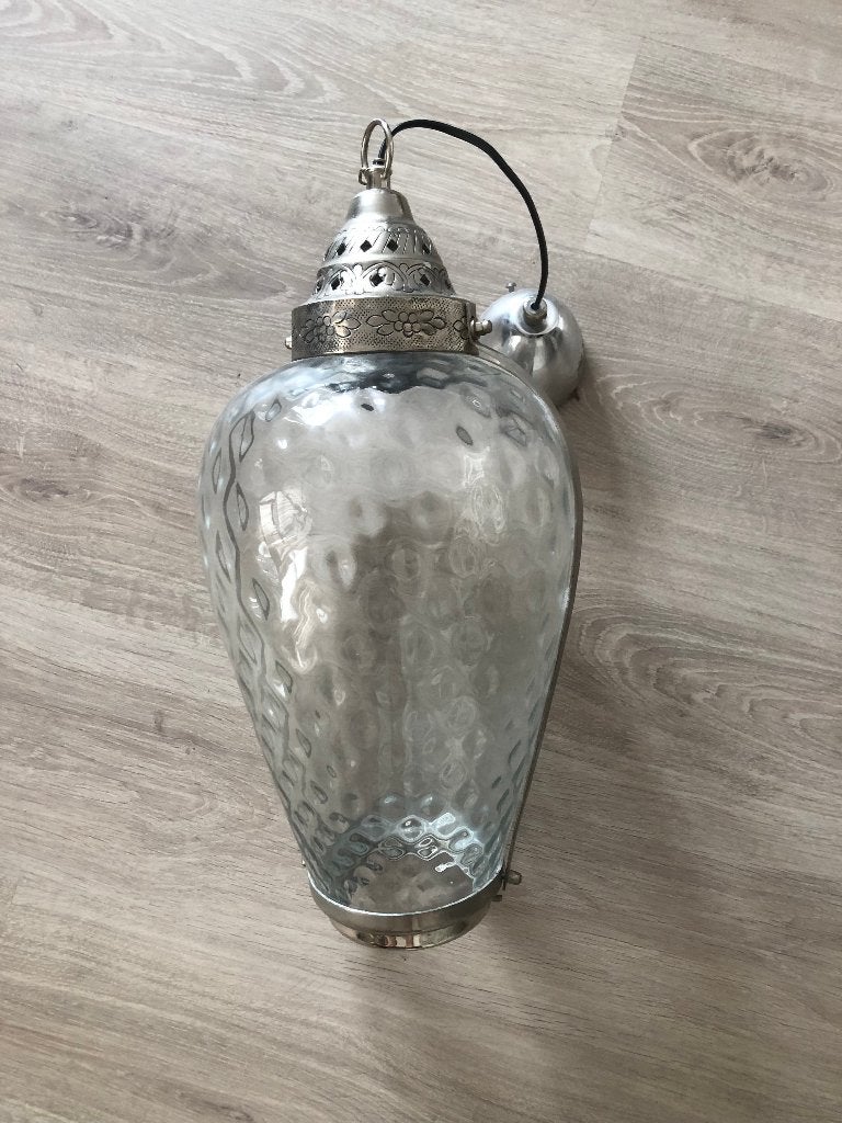 Vintage Glazen Plafondlamp, Huis en Inrichting, Lampen | Plafondlampen, Ophalen, Gebruikt, Vintage, Plafondlamp