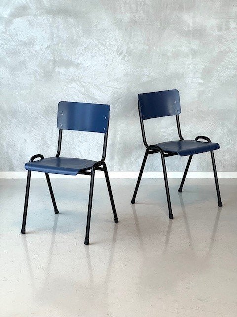 Retro eettafelstoelen nieuw eethoekstoelen blauw prijs p/st, Kunststof, Overige kleuren, ., Nieuw