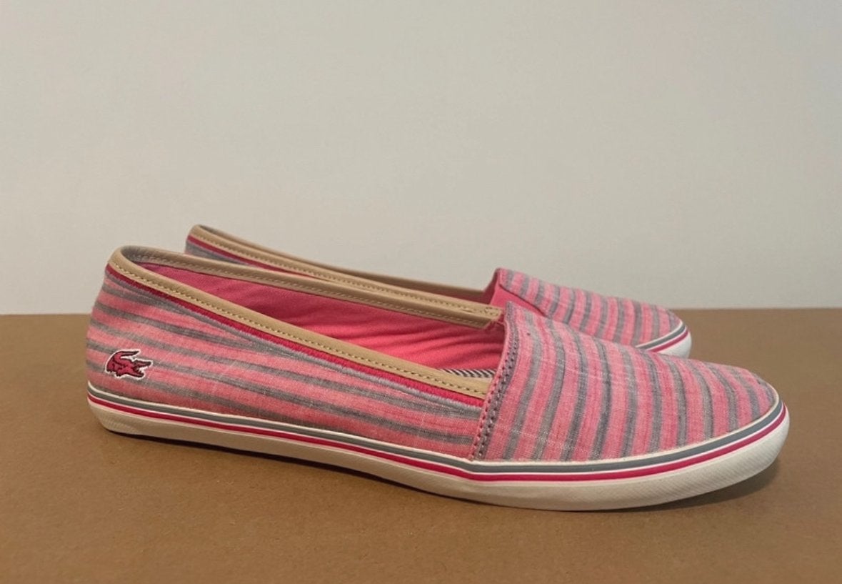 Lacoste gestreepte instappers - Maat 40, Ophalen of Verzenden, Nieuw, Roze, Instappers