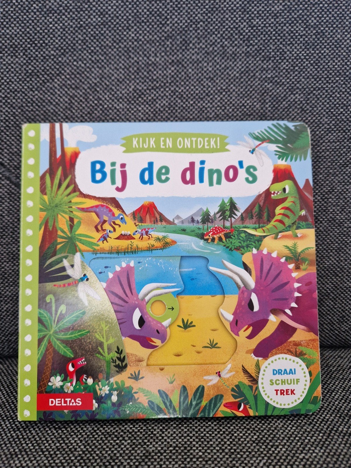 Kijk en Ontdek: Bij de Dino's - Interactief Kinderboek, Boeken, Ophalen of Verzenden, Zo goed als nieuw, Uitklap-, Voel- of Ontdekboek