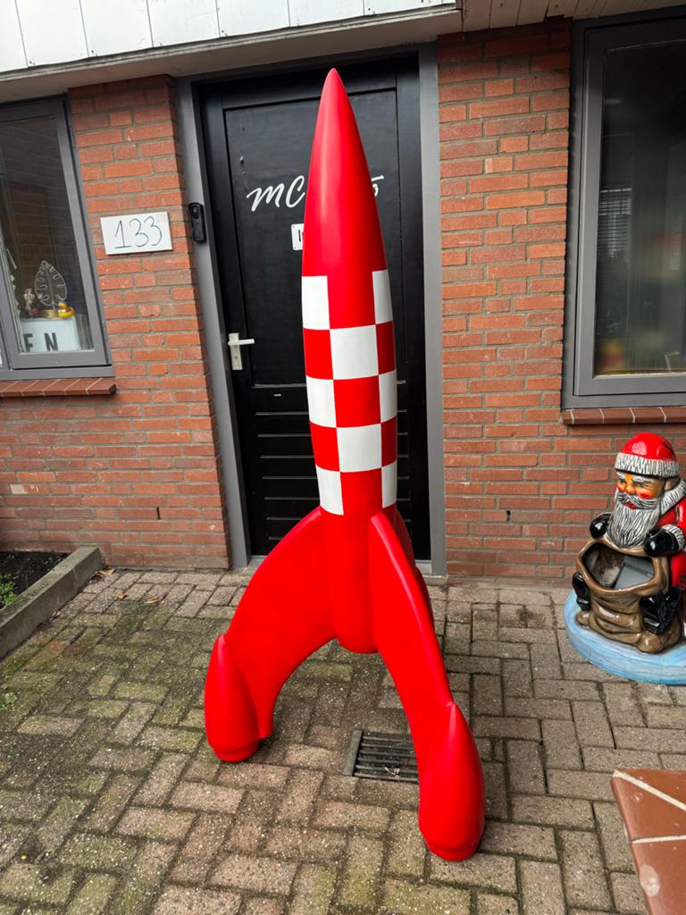 Grote Raket Decoratie - Kuifje Stijl beeld XL, Ophalen, Beeldje of Figuurtje, ., Zo goed als nieuw