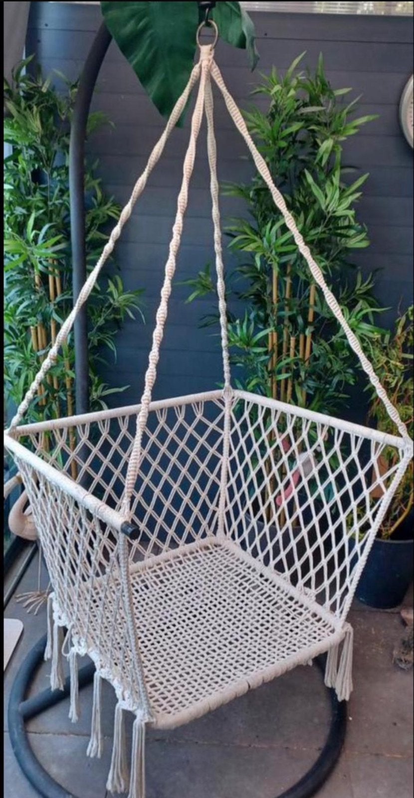 Prachtige macramé hangstoel, Ophalen, Zo goed als nieuw, Buiten