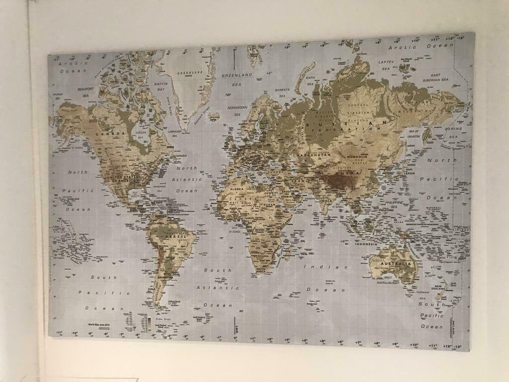 IKEA wereldkaart op canvas 140 x 200, Ophalen, 140 cm, Zo goed als nieuw, 200 cm
