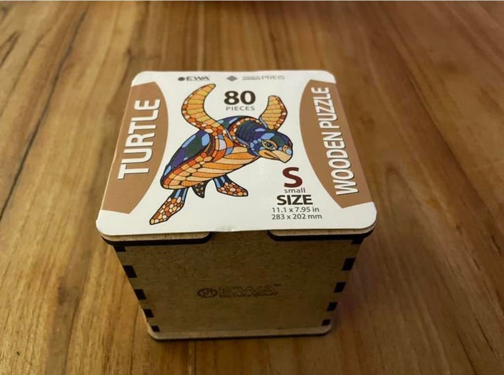 turtle woorden puzzle houten puzzel Schildpad 80 stukjes Ewa, Ophalen of Verzenden, Minder dan 500 stukjes, Zo goed als nieuw