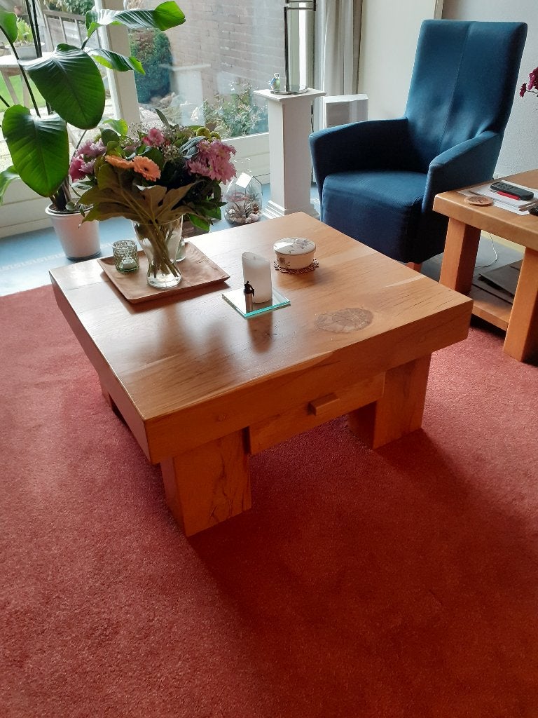 Eikenhouten bielsen Salontafel in goede staat, Huis en Inrichting, Ophalen, Gebruikt, 50 tot 100 cm, Eikenhout