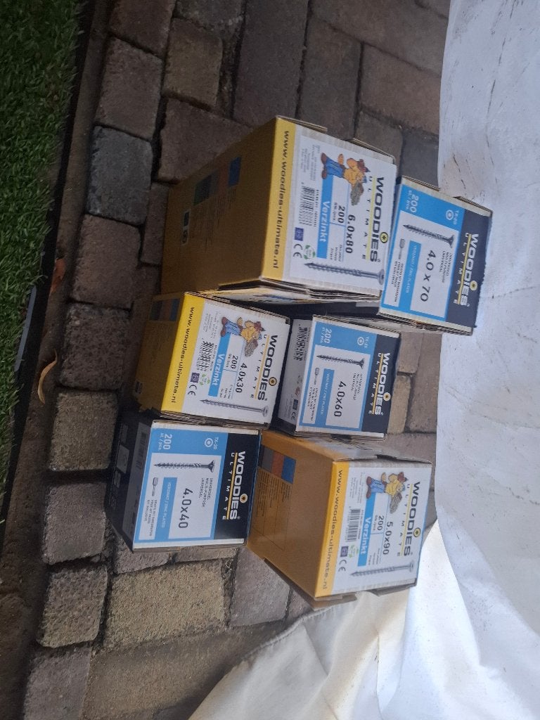 Adv 2 woodies schroeven nieuw 6 x doos, Ophalen of Verzenden, Nieuw, Minder dan 50 mm, Schroeven