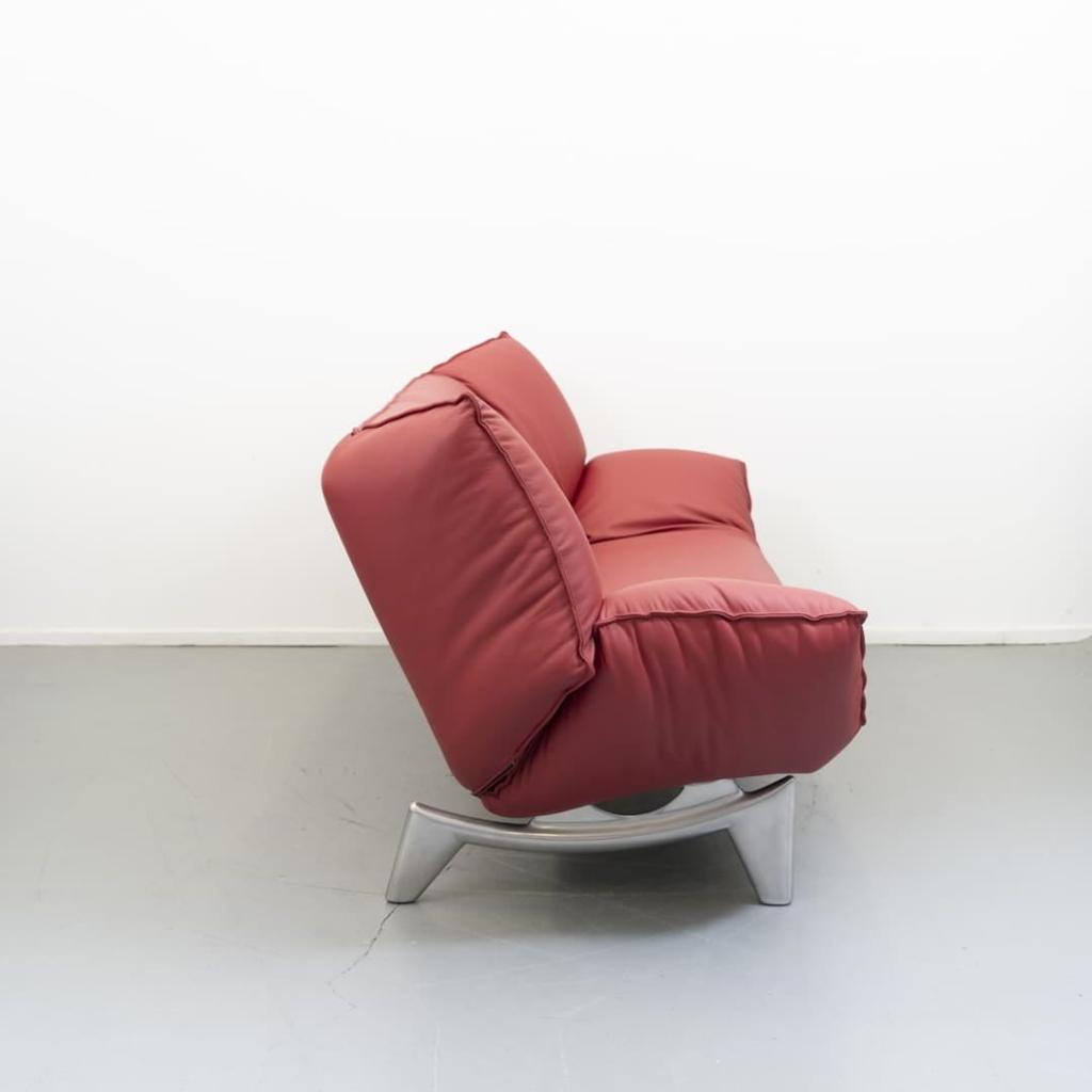 1x Leolux Tango 2-zits/192cm Bank Rood Leer - Metaal, Huis en Inrichting, Banken | Bankstellen, Niet ingevuld, 150 tot 200 cm