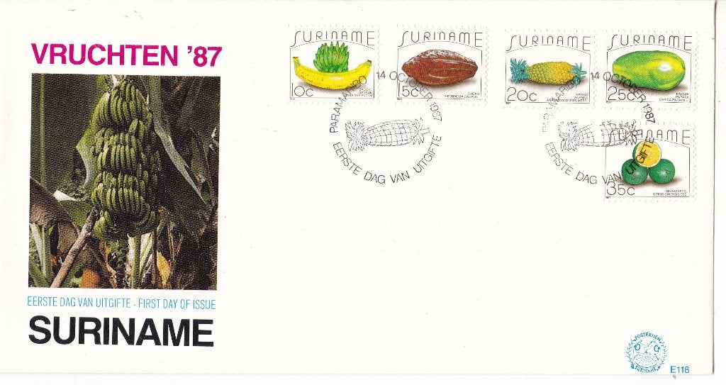 Rep. Suriname - FDC118 – Surinaamse vruchten, Verzenden, Onbeschreven, Rest van de wereld