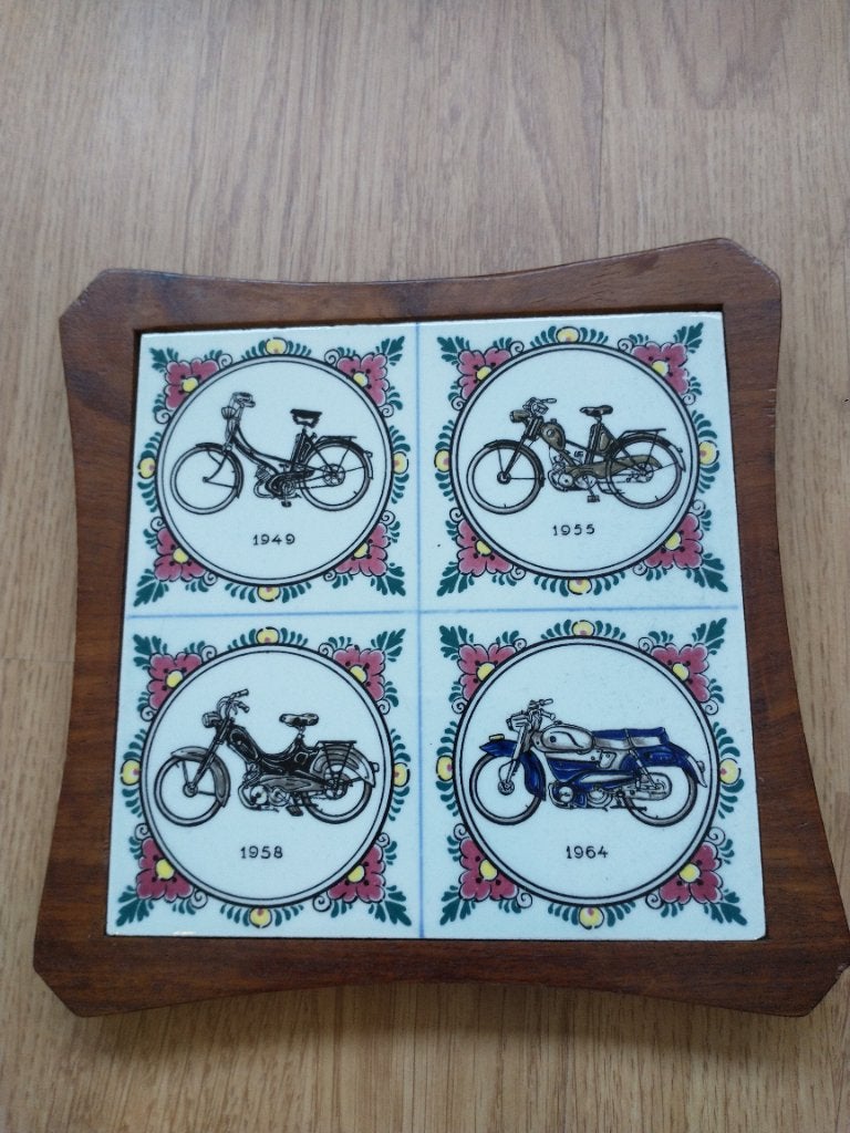 Vintage onderzetter met motoren en fietsen (Kaptein), Ophalen of Verzenden, Gebruikt