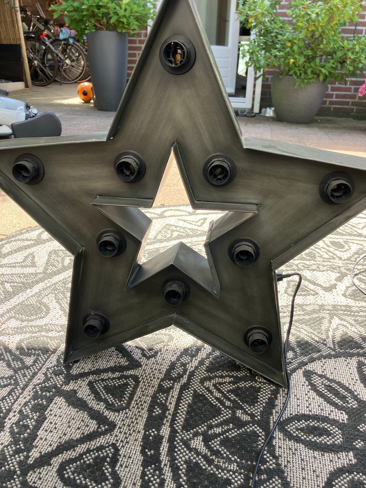 Grote metalen sterlamp met E14 fittingen, dimbaar, Ophalen of Verzenden, Gebruikt, Metaal, Minder dan 100 cm