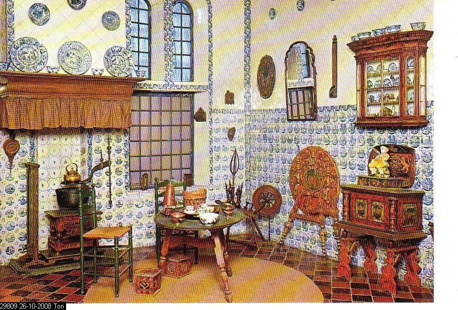 Ansichtkaart	Leeuwarden	Fries Museum	Hindelooperkamer, Verzenden, 1960 tot 1980, Ongelopen, Friesland