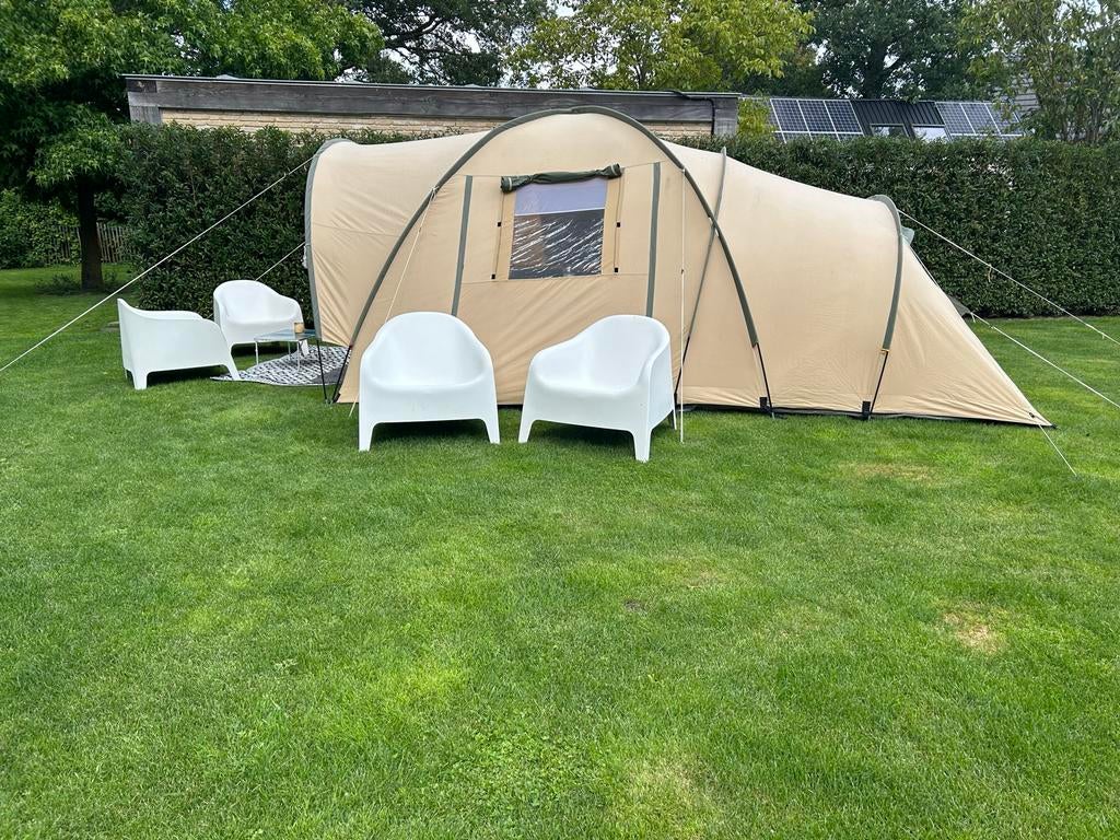 Goldcamp tunneltent - Ruime en comfortabele familietent, Caravans en Kamperen, Tenten, Ophalen, Gebruikt, Tot en met 5