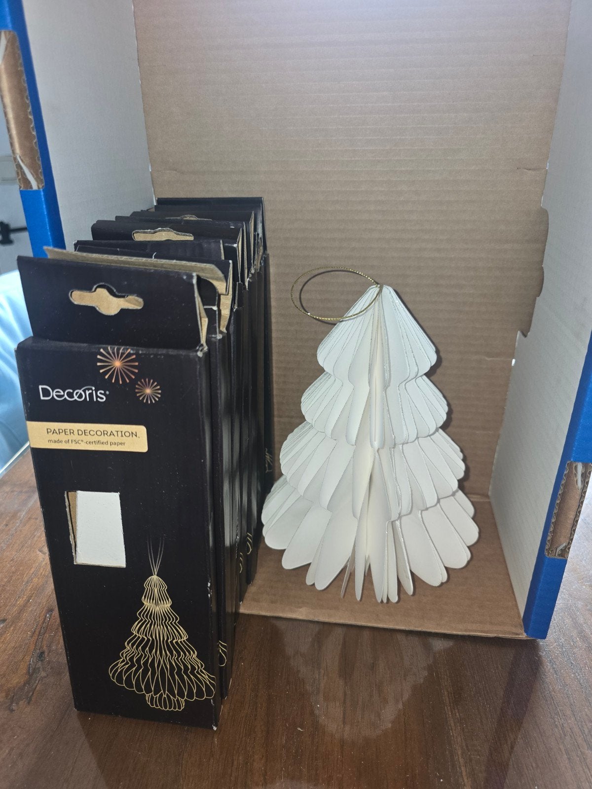 Decoris papieren kerstbomen / kerstornamenten (wit), Ophalen of Verzenden, Nieuw