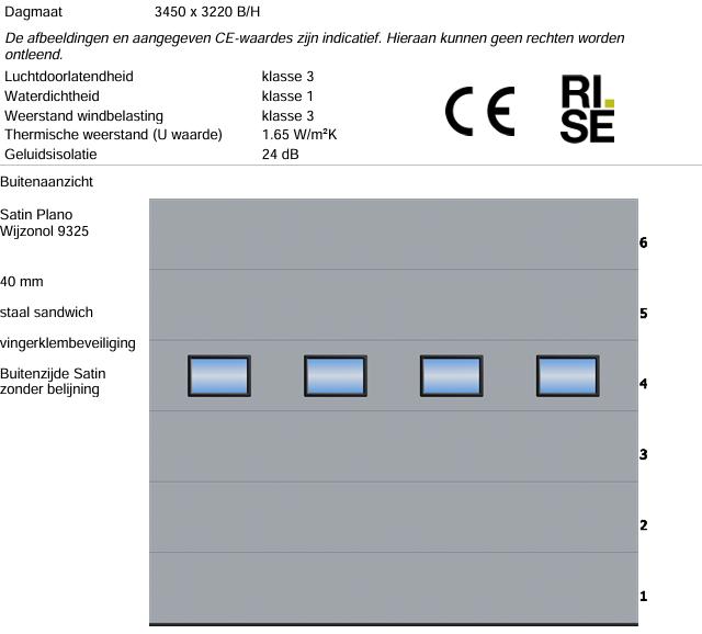 Deurpanelen garagedeur Br. 3450 x H. 3220 GROEN, Doe-het-zelf en Verbouw, Deuren en Horren, Nieuw, Garagedeur, 215 cm of meer