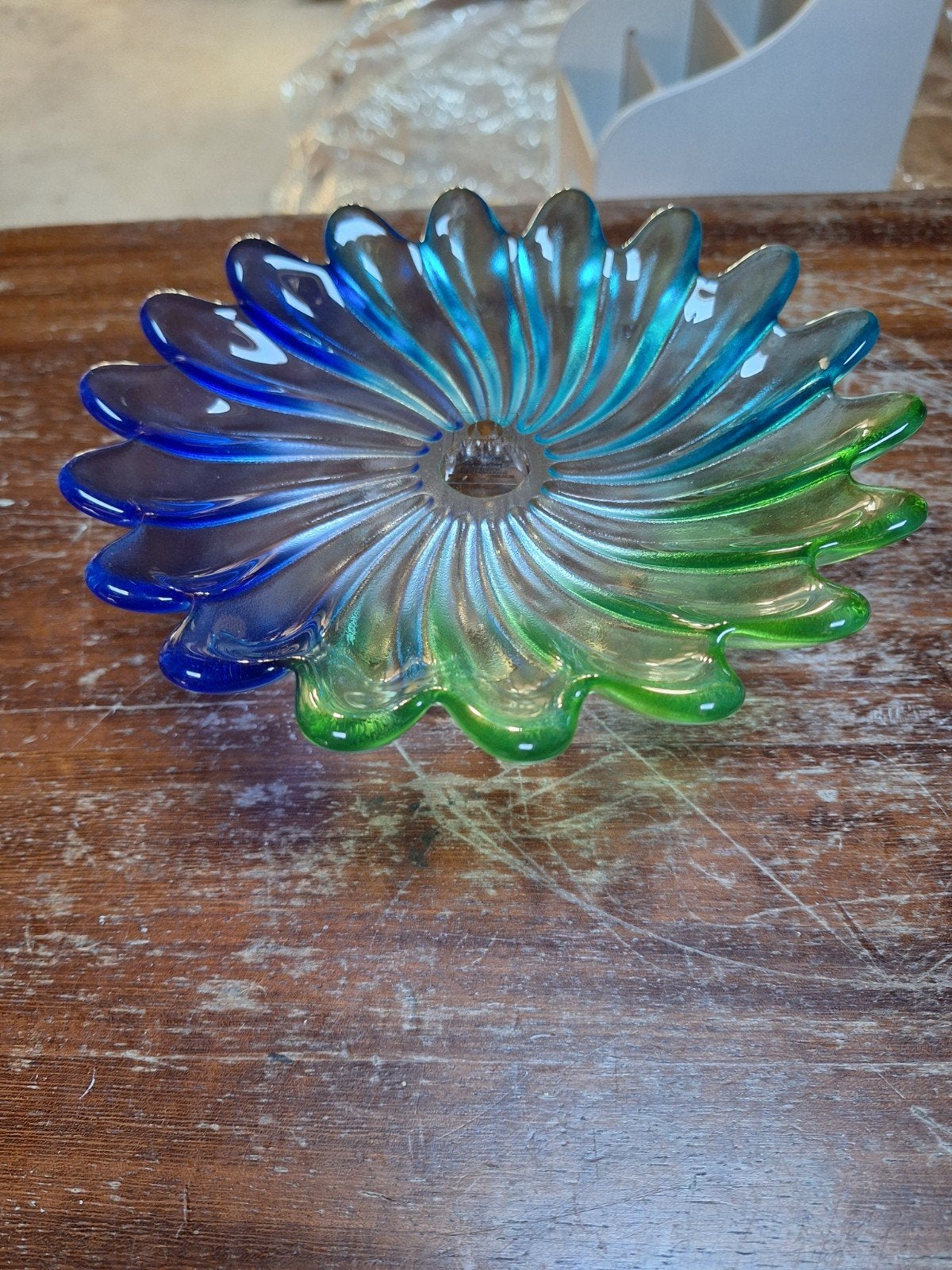 Original Walther Glas schaal groen blauw, Ophalen