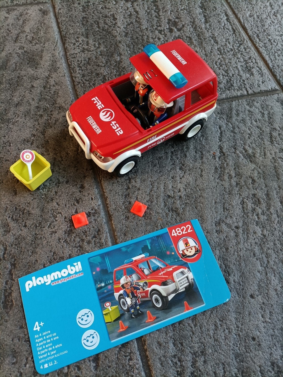 Playmobil Brandweerwagen 4822 met brandweermannen, Gebruikt, Complete set, Voertuig, Ophalen of Verzenden
