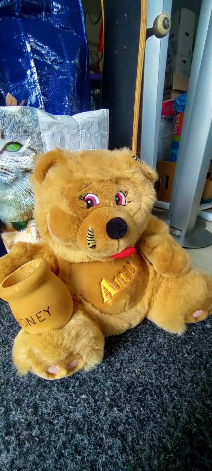 Knuffelbeer Ann met honingpot - Zo goed als nieuw, Overige merken, Overige karakters, Beer, Ophalen of Verzenden
