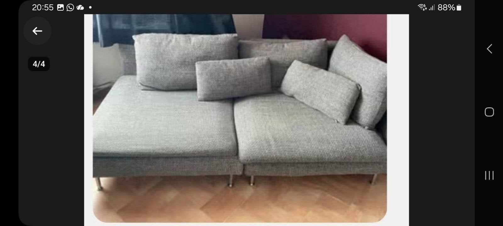 soderhamn 2 elementen bank ikea, Huis en Inrichting, Ophalen, Zo goed als nieuw, 25 tot 50 cm, Minder dan 100 cm