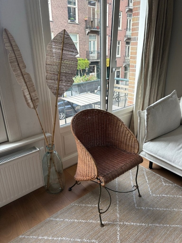 Antieke rieten designer stoel - Vintage Scandinavisch, Antiek en Kunst, Ophalen