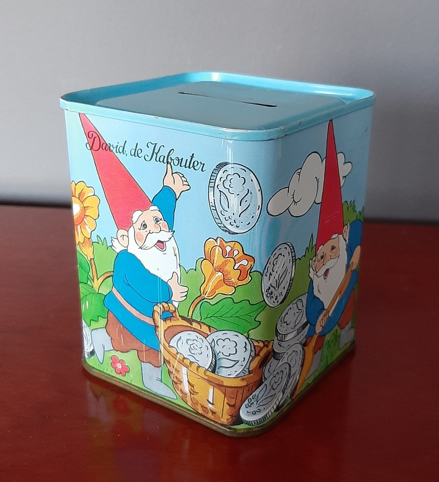 Vintage blikken spaarpot, Ophalen of Verzenden, Gebruikt, Metaal of Blik, Overige thema's