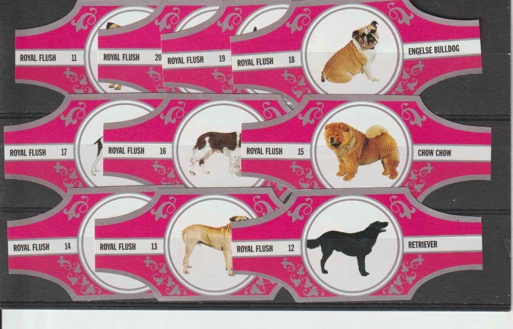 reeks 430  honden   1-12   sigarenbanden, Ophalen of Verzenden, Zo goed als nieuw, Sigarenbandjes