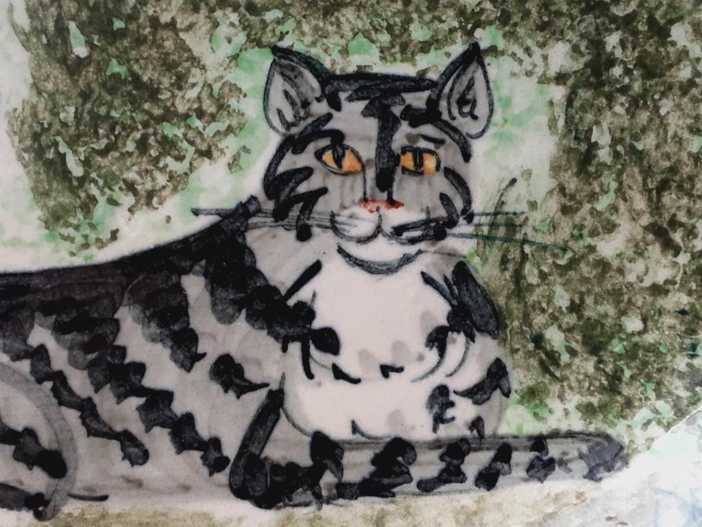Mooi zeldzaam oud bord uit Engeland met poezen 38,5 cm., Ophalen of Verzenden