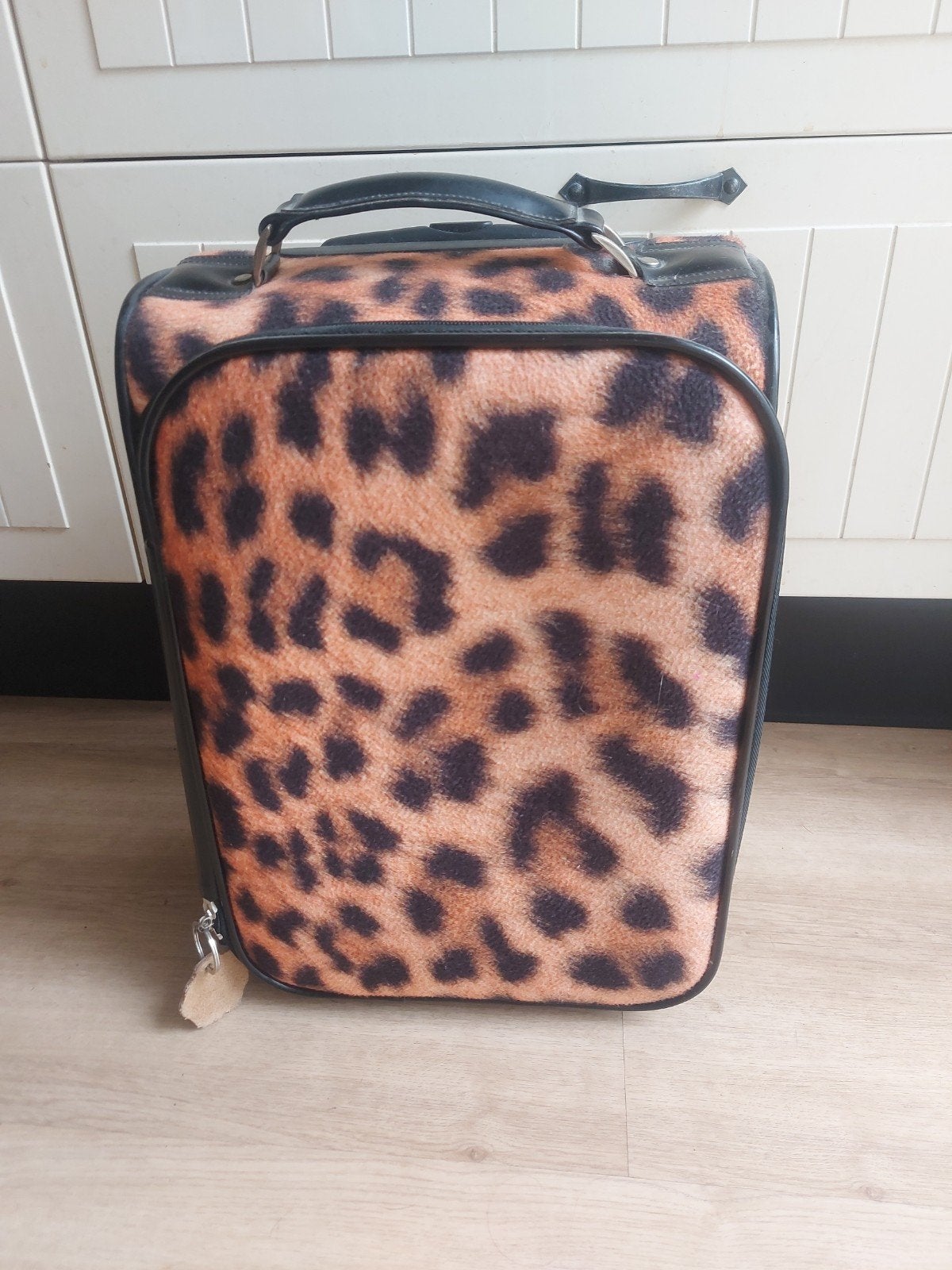 Leopard print reiskoffer met wieltjes, 40 tot 60 cm, Gebruikt, Overige kleuren, Minder dan 35 cm