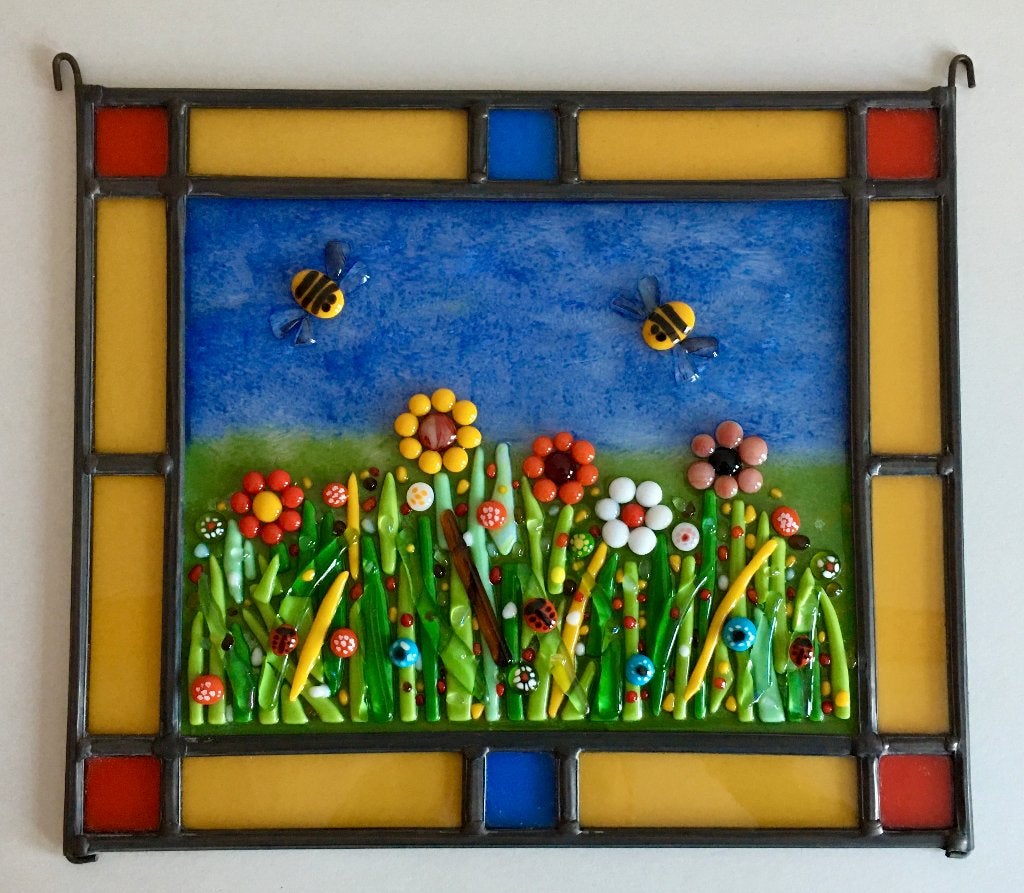Bloemenschilderij van glas, Ophalen of Verzenden