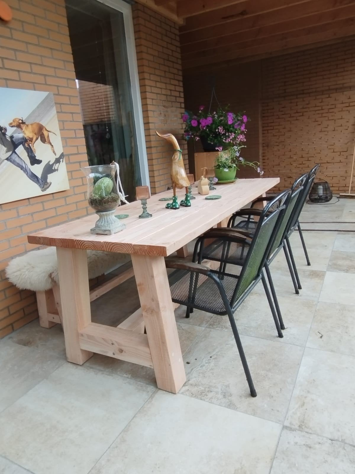 Douglas tuintafels met stalen of houten poten., Ophalen