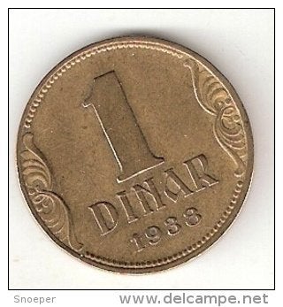 Yugoslavia 1 dinar 1938 KM 19 xf+, Ophalen of Verzenden, Joegoslavië, Losse munt