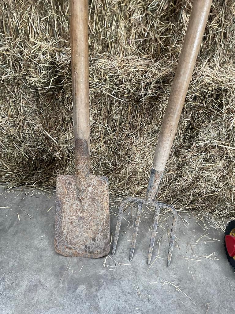 schop en vork riek voor tuin, Ophalen, Zo goed als nieuw, Schop