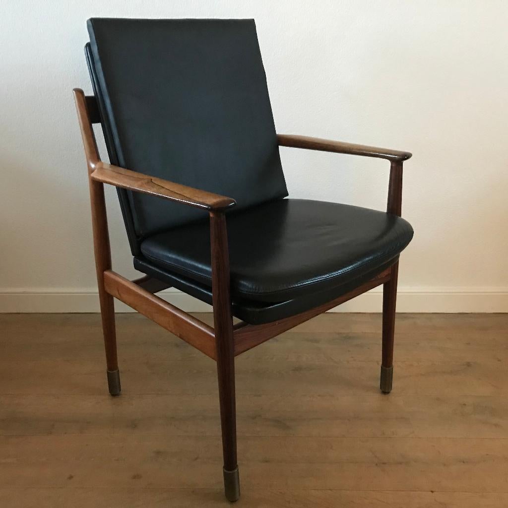 Stoel bureaustoel 431 Arne Vodder Sibast vintage, Gebruikt, Zwart, Leer, Ophalen of Verzenden