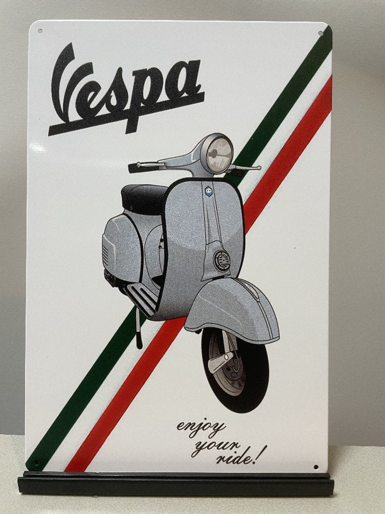 Vespa metalen reclamebord / wandbord, Verzamelen, Merken en Reclamevoorwerpen, Www.pand50.nl, Reclamebord, Ophalen of Verzenden