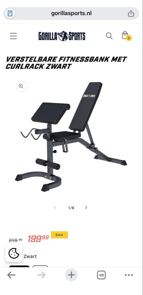 Verstelbare fitnessbank met curl rack zwart, Overige typen, Ophalen of Verzenden, Rug, Nieuw