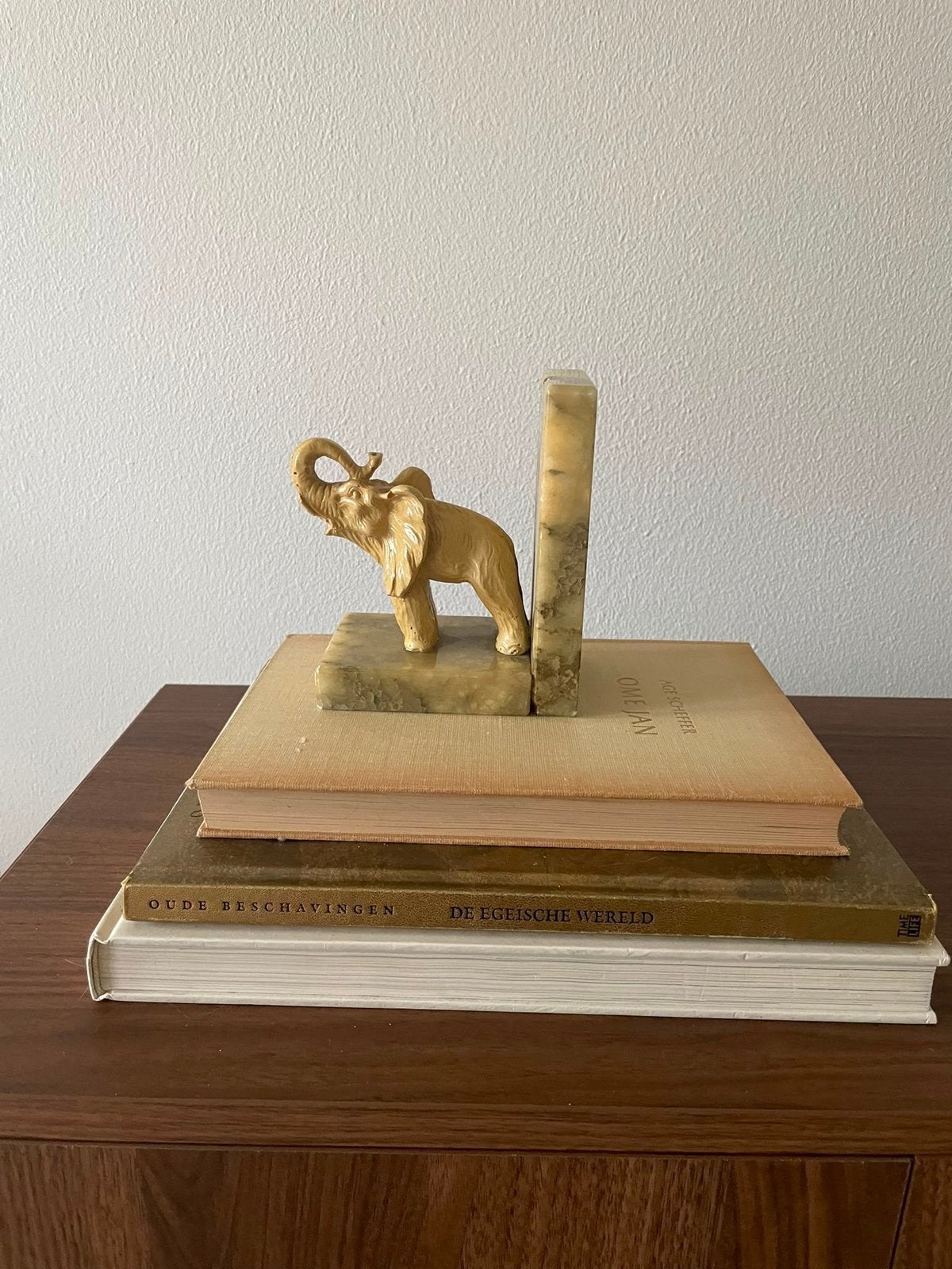 Vintage Marmeren Boekensteun met Olifant, Ophalen of Verzenden