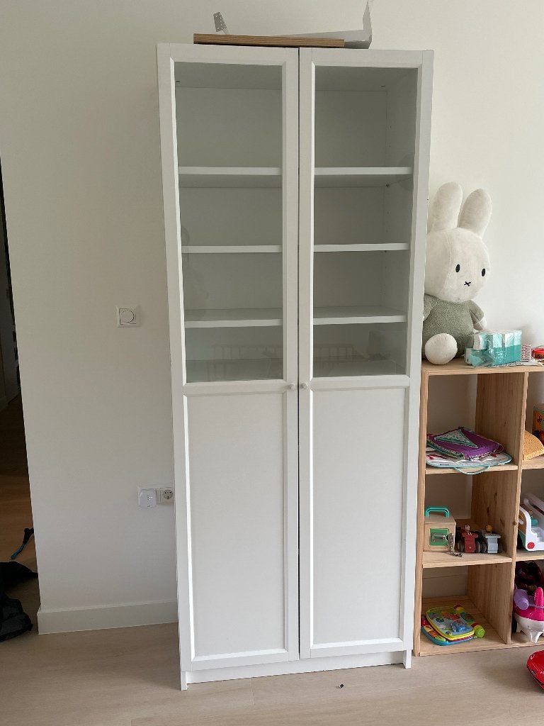Ikea Billy Boekenkast -/vitrinedeuren, wit, 80x30x202 cm, Huis en Inrichting, Ophalen, Gebruikt, 200 cm of meer, 50 tot 100 cm