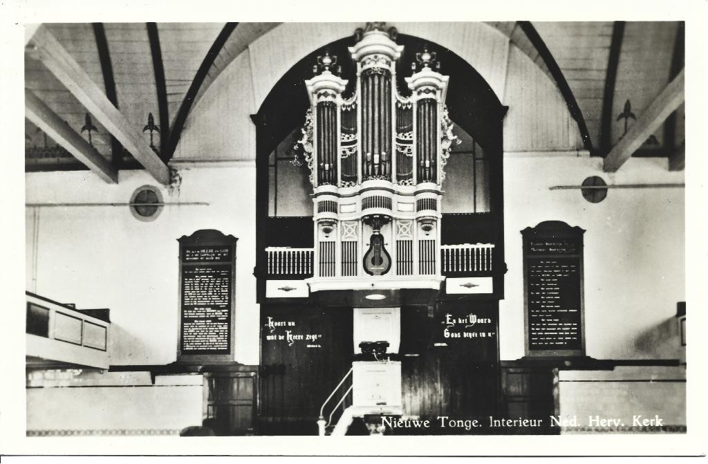 Nieuwe Tonge Ned Herv Kerk interieur orgel, Ophalen of Verzenden, 1940 tot 1960, Ongelopen, Zuid-Holland