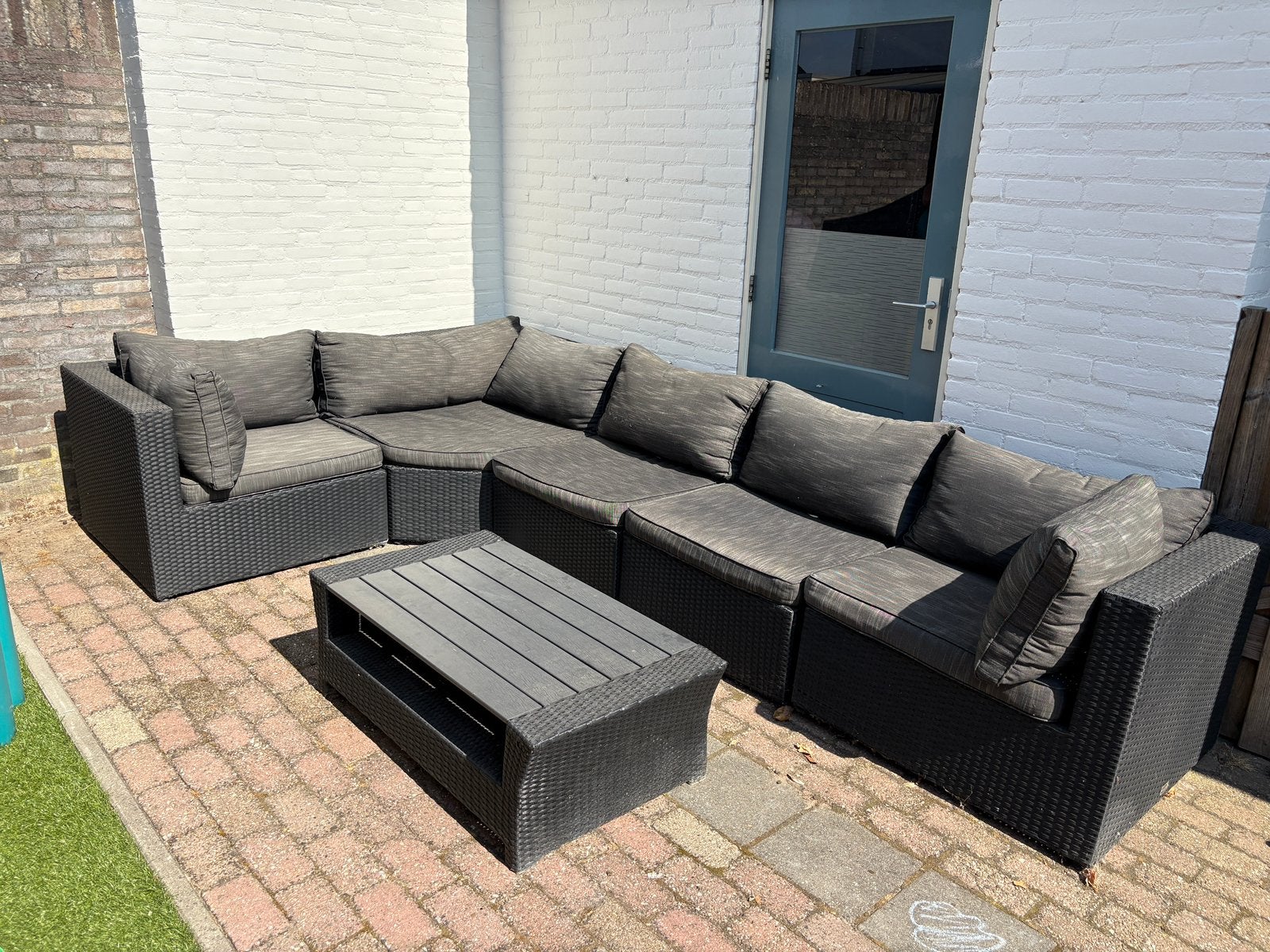 Loungeset Bois le Duc - Ruime hoekbank met tafel, Tuin en Terras, Ophalen, Gebruikt, Loungeset, Wicker