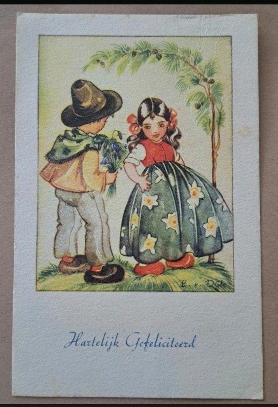 Vintage Ansichtkaart - Kunstenaar Leendert van Dijk (1939), Ophalen of Verzenden, 1940 tot 1960, Gelopen, Overige thema's