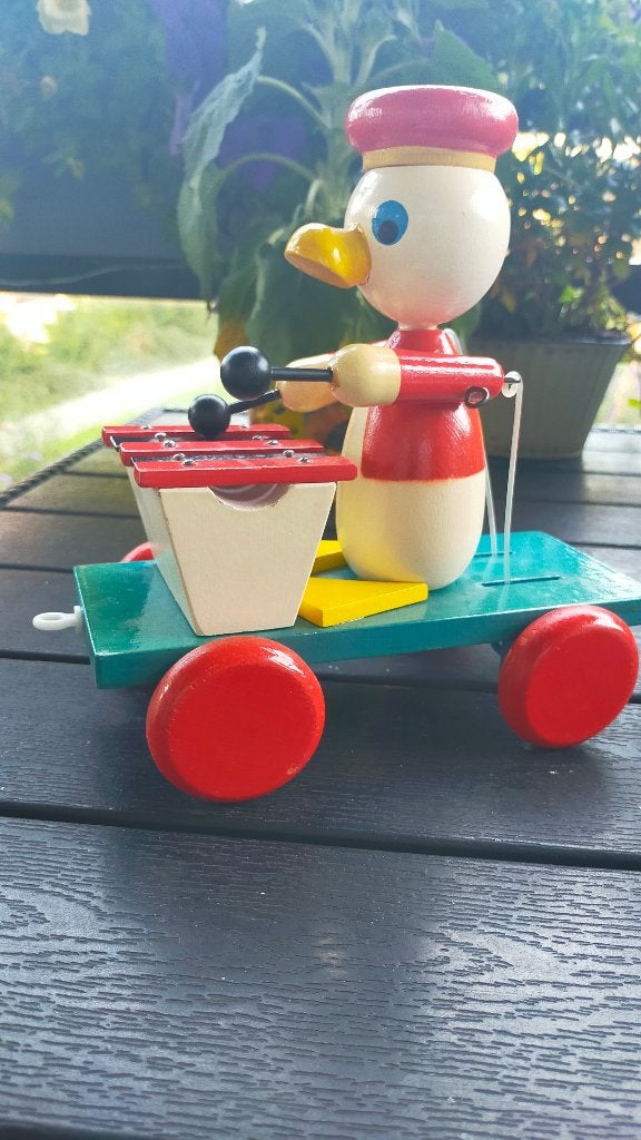 Vintage Houten Trekeend met Xylofoon  (Miva Vacov), Ophalen of Verzenden, Huis en Inrichting