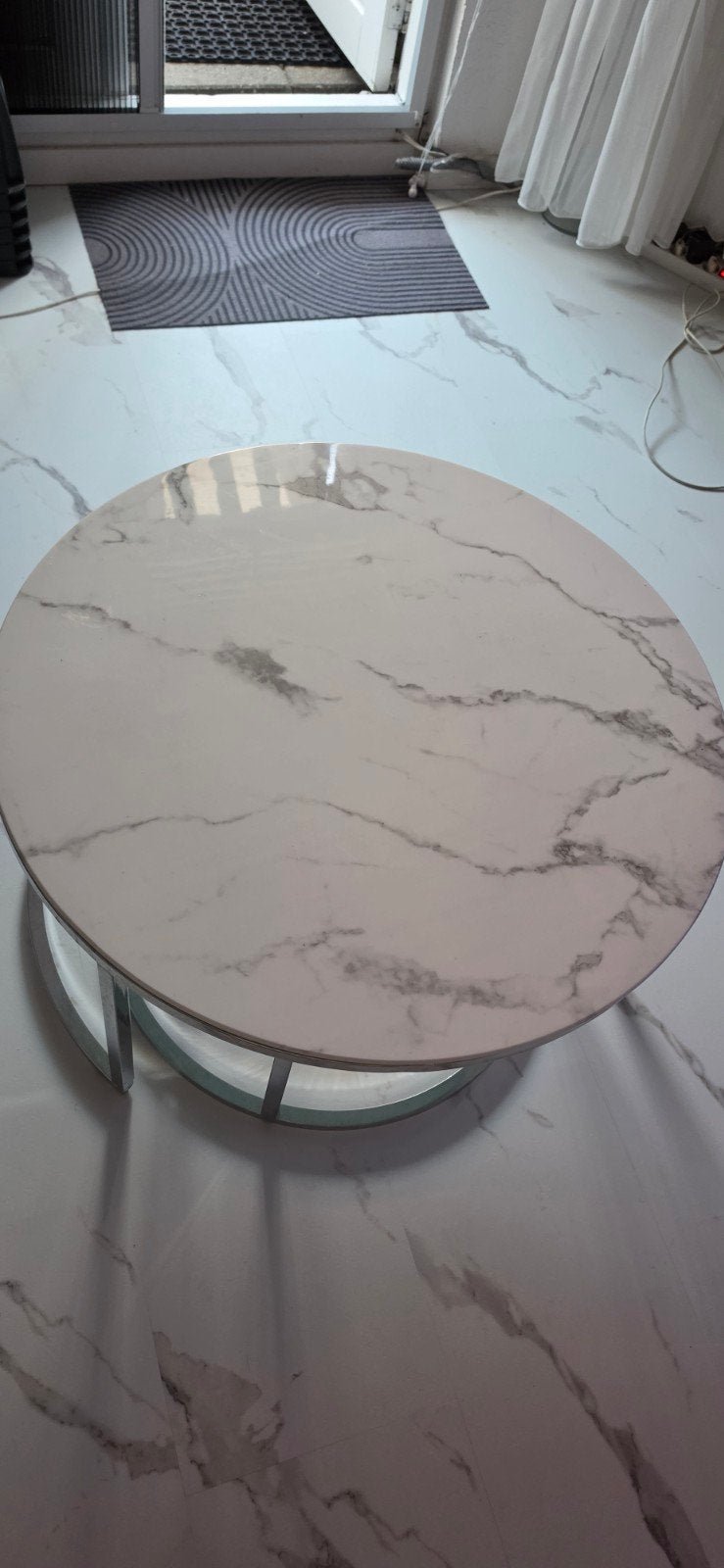 2-delige salontafel marmerlook - Inschuifbaar & Strak, Ophalen, 50 – 75, 100 tot 150 cm, Zo goed als nieuw