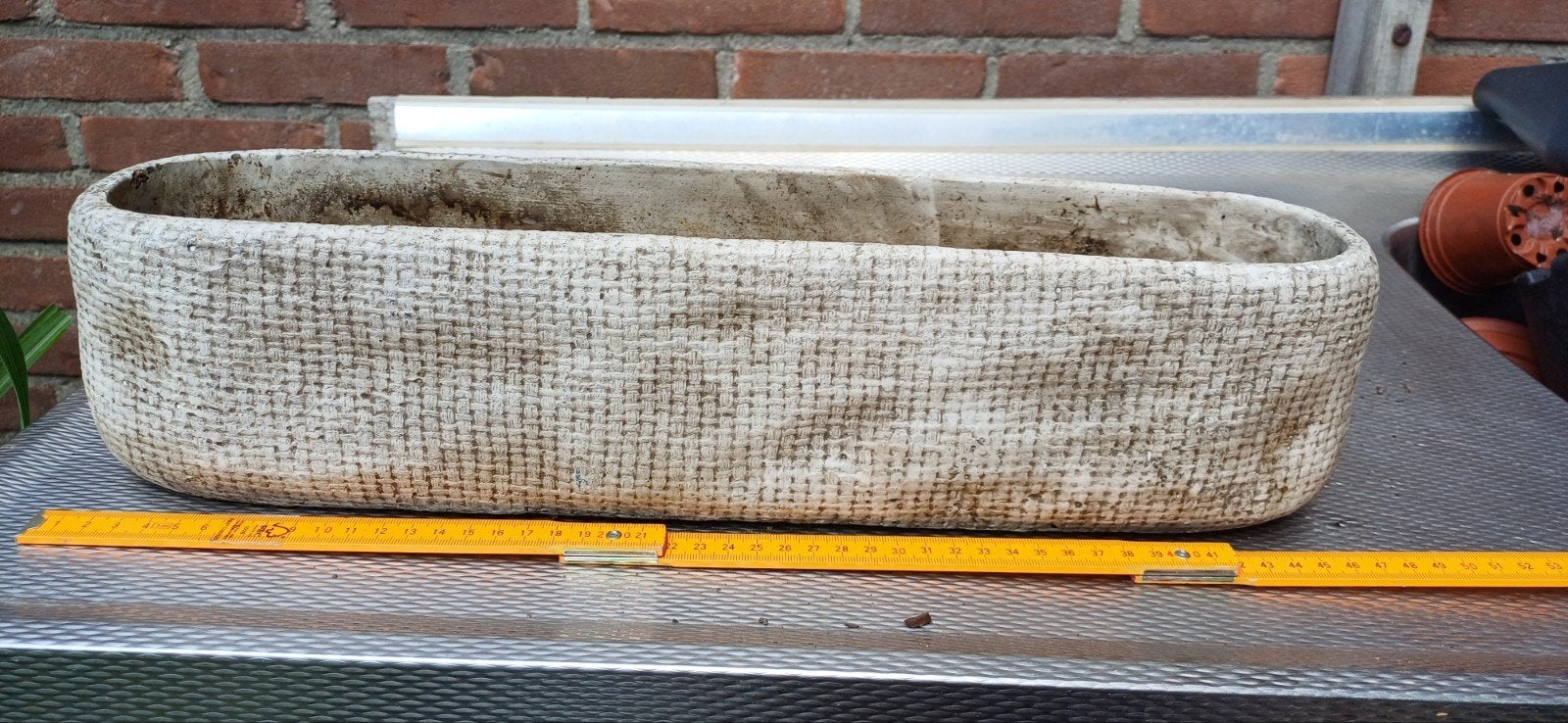 Gebruikte langwerpige bloembak van beton/steen, Gebruikt, Minder dan 30 cm, Minder dan 60 cm, Ophalen of Verzenden