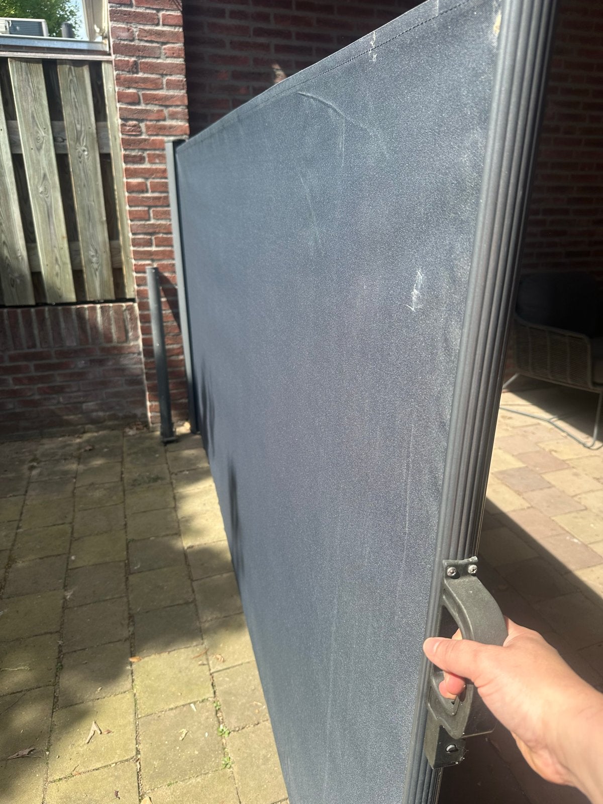 Zijscherm/Windscherm - Grijs - Gebruikt, Tuin en Terras, Zonneschermen, Ophalen, Gebruikt, Overige typen, 150 tot 300 cm