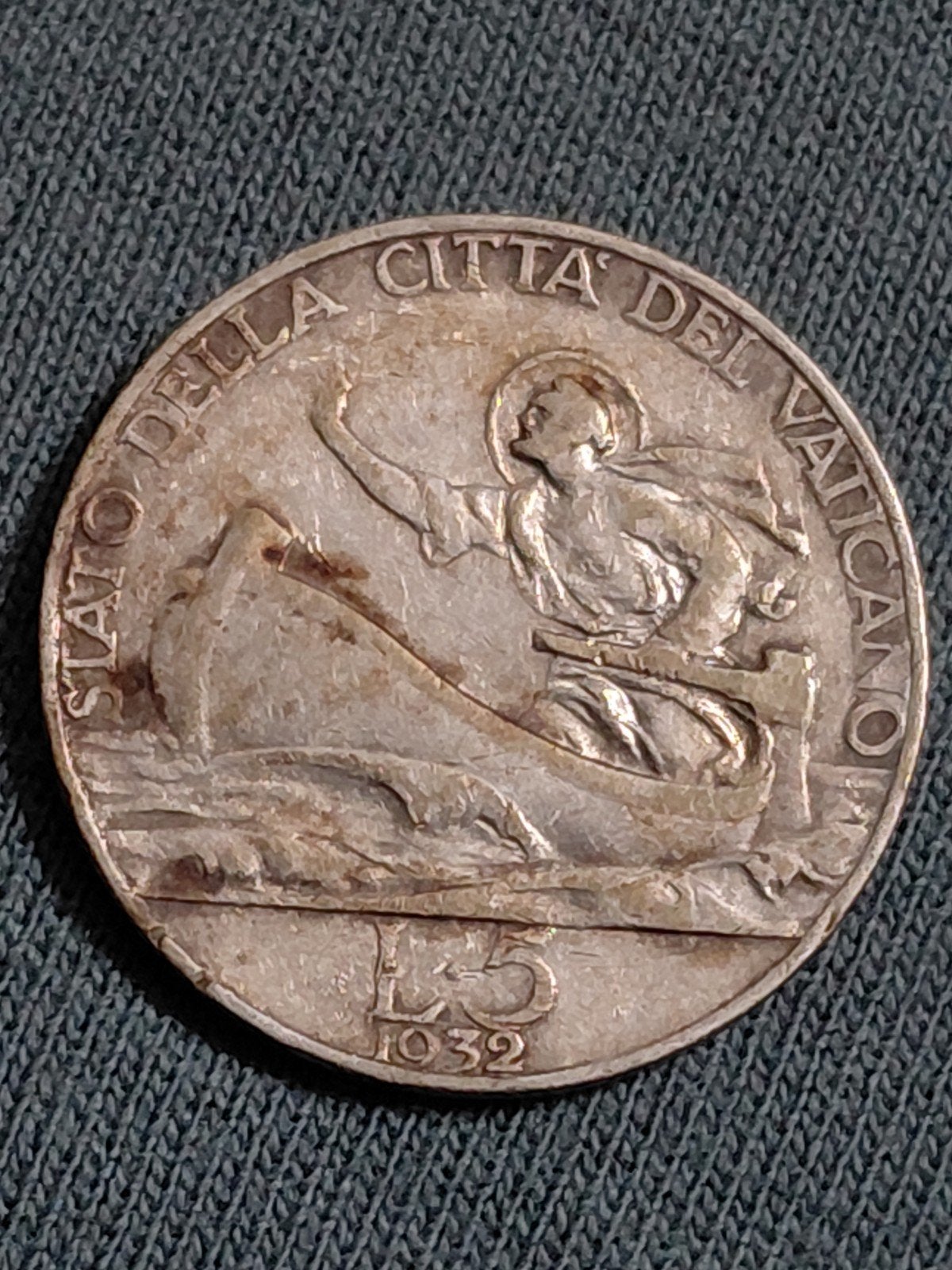 Vaticaanstad 5 Lire 1932 Pius XI  - Zilver, Verzenden, Italië, Losse munt, Zilver