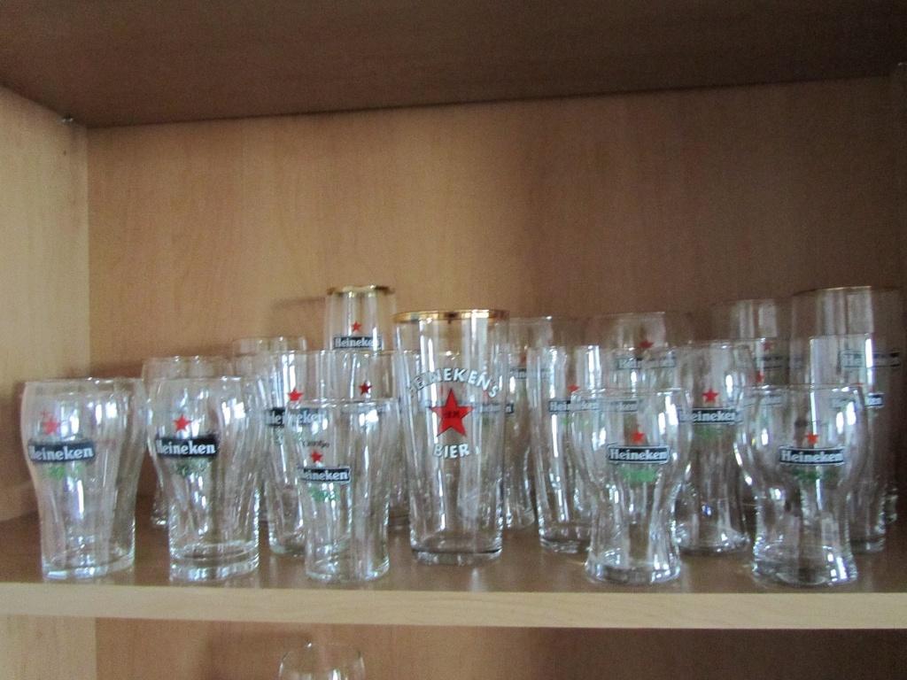 Grote Heiniken Bier Glazen Verzameling, Ophalen, Gebruikt, Glas of Glazen, Heineken