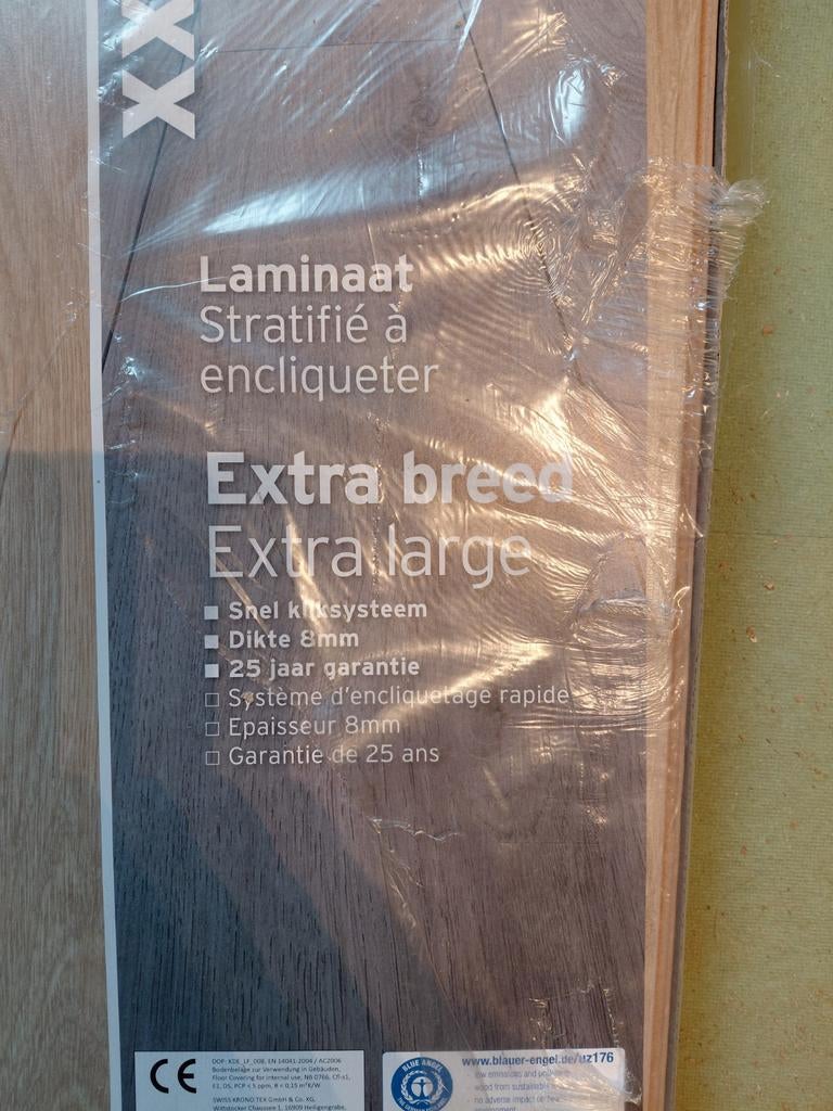 LAMINAAT 16m2 Extra Breed MOET WEG, Ophalen, Bruin, Nieuw, Minder dan 10 m²